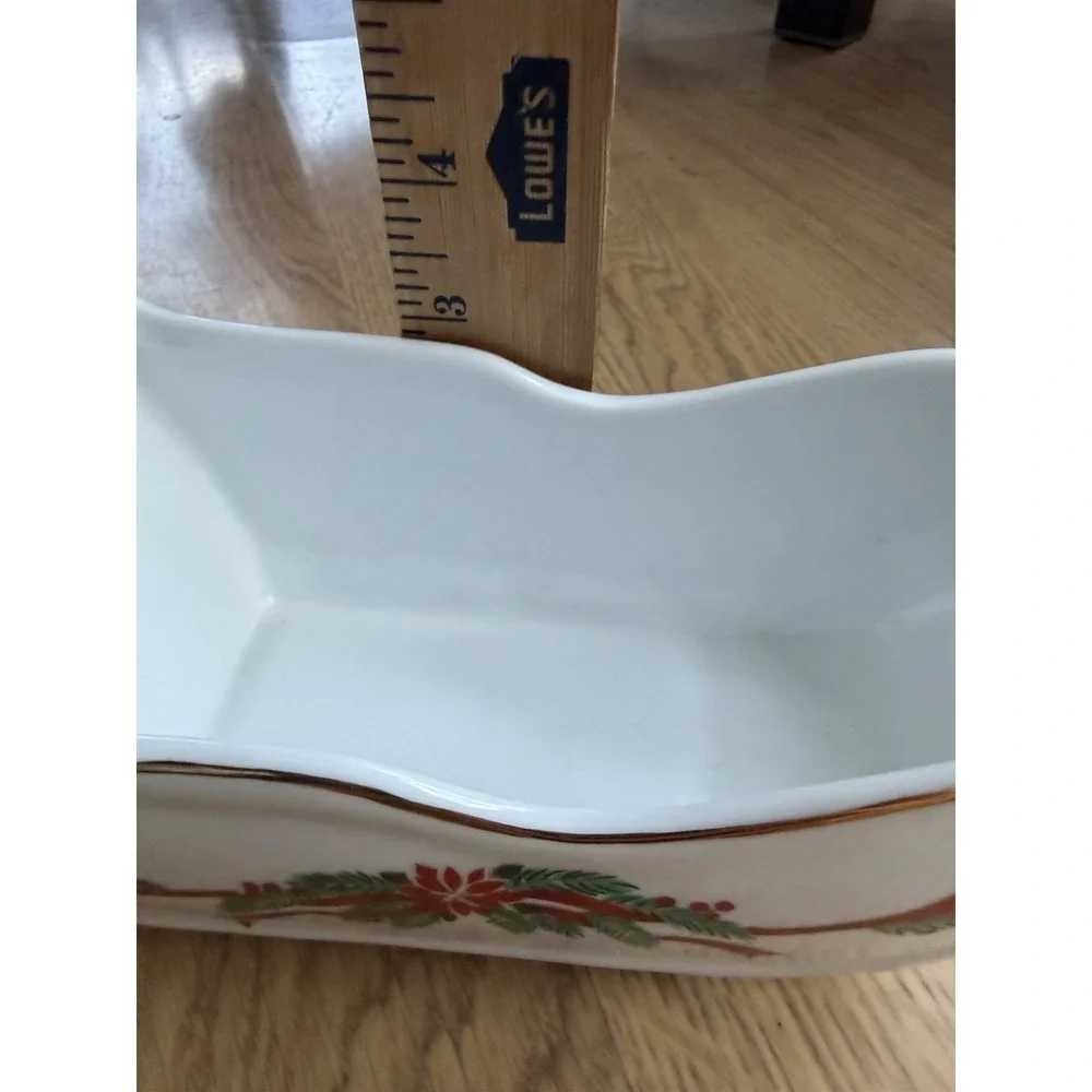 Vintage Christmas Gravy Boat Large  Sleigh Holiday Porcelain Fine China